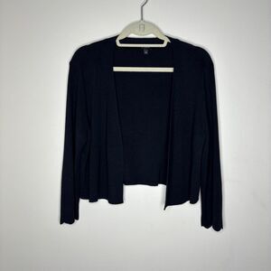 Talbots Women Open Front Cardigan with scalloped sleeves size large black
